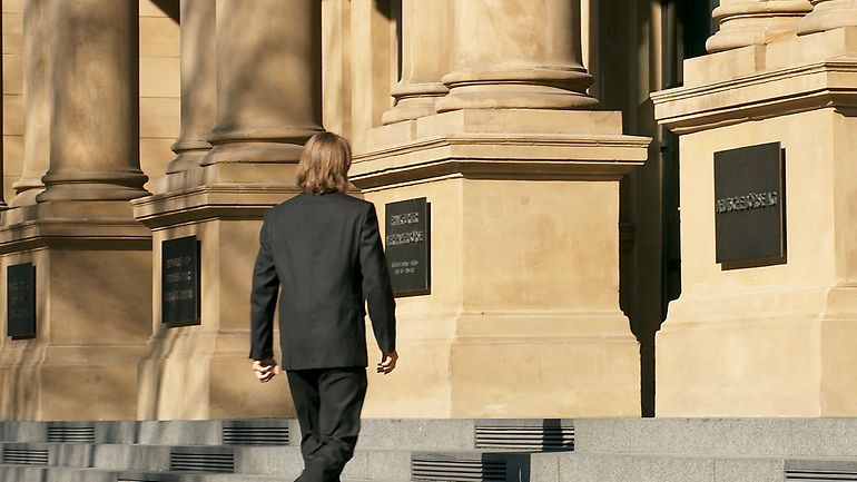 Stock exchange building entrance